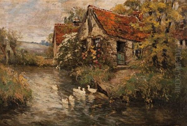 Ducks On A Cottage Stream - view 1