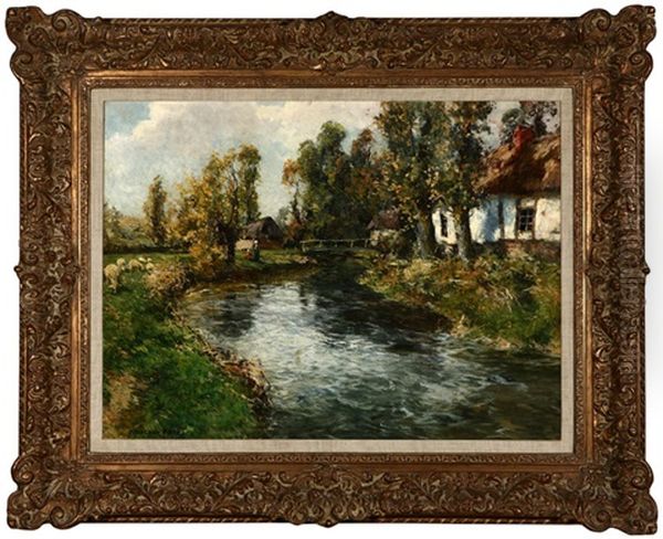 European Cottages Along A Stream - view 1