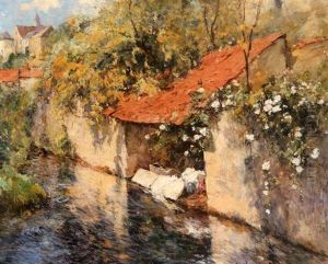 Village Stream, Normandy by Frederick Charles Vipont Ede