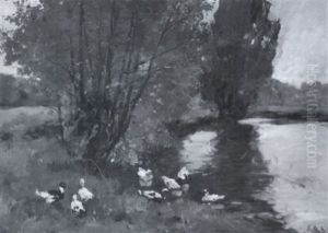 Ducks By A Stream by Frederick Charles Vipont Ede
