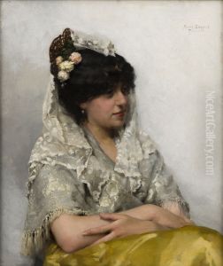 White Mantilla (la Senorita) by Albert Edelfelt