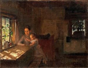 A Study For The Painting "interior Of A Crofter's Cottage" by Albert Edelfelt