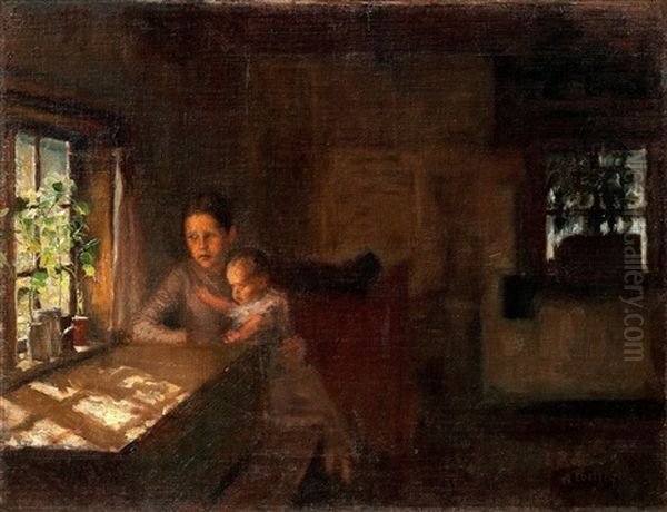 A Study For The Painting Interior Of A Crofter's Cottage - view 1