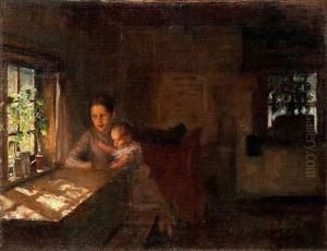 A Study For The Painting Interior Of A Crofter's Cottage by Albert Edelfelt