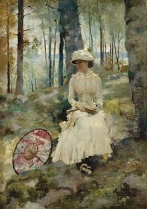 Koivujenalla Under Bjorkarna - Under The Birches by Albert Edelfelt
