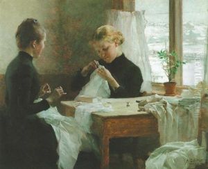 Ompelijattaret by Albert Edelfelt