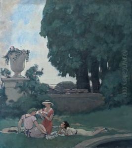 Trois Jeunes Filles Dans Un Parc