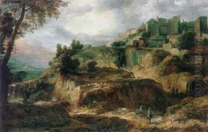 Extensive Mountainous Landscape With Figures In The Foreground Extensive Mountainous Landscape With Figures In The Foreground