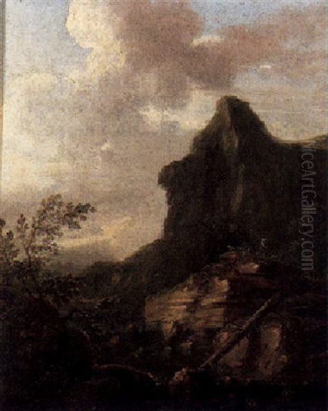 Rocky River Landscape With Figures - view 1