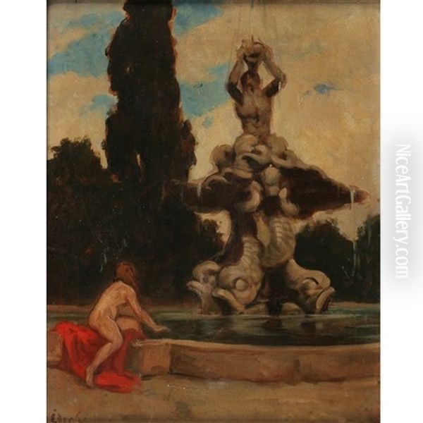 Nude Reclining At A Fountain - view 1