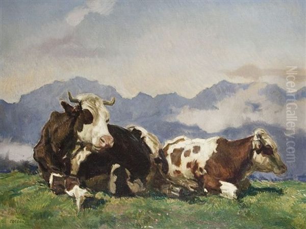 Liegende Kuhe Auf Der Alm - view 1