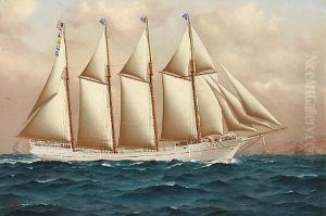 Schooner "mahukona" In Full Sail by William Edgar