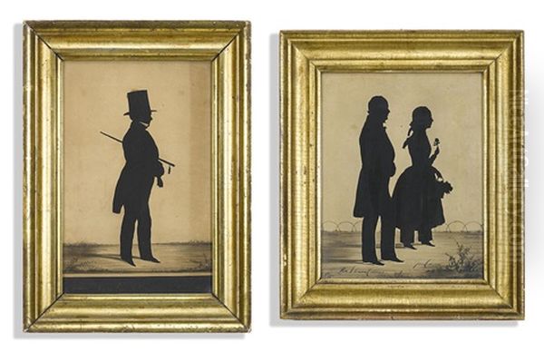 Two Framed Silhouettes, One Depicting Solomon Cadmus And Jane Cadmus - view 1