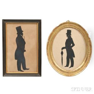 Two Silhouettes Of Gentlemen by Augustin Amant Constant Fidele Edouart