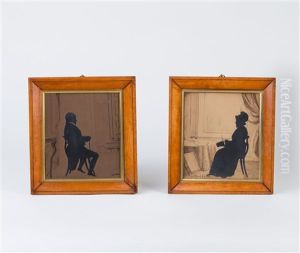 Pair Of Silhouettes by Augustin Amant Constant Fidele Edouart