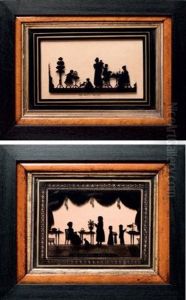 Portraits Collectifs Representant Des Scenes Quotidiennes Des Familles Happy Et Hanbury (pair)
