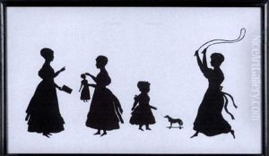 Three Children Of Lord Fullerton: Mary, Holding A Book; Isabella, Holding A Doll; Elizabeth, With A Horse On Wheels; Mary, Skipping by Augustin Amant Constant Fidele Edouart