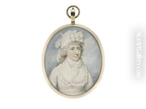 A Lady Called, Mrs Gerard James Grant, Wearing White Dress Finished With Frilled Trim Over White Chemise And Fichu, Her Hair Powdered And Upswept Beneath A White Turban by Henry Edridge