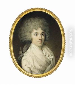 Lady Payne, Nee Kelbel, In White Dress With White Fichu, Her Powdered Curling Hair Partially Upswept