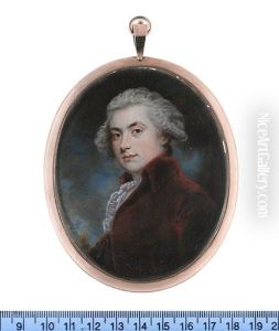 Sir Henry Charles Englefield, 7th Baronet, Wearing Red Coat, White Frilled Chemise, His Hair Powdered by Henry Edridge