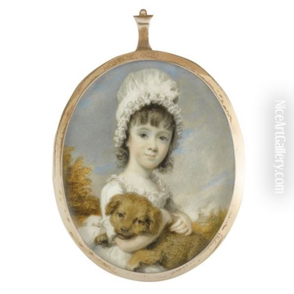 Portrait Of Miss J.m.e. Shuckburgh Holding A Dog - view 1