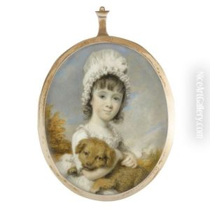 Portrait Of Miss J.m.e. Shuckburgh Holding A Dog