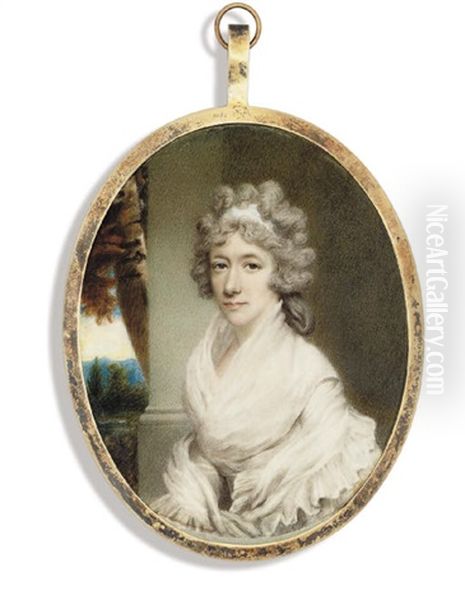 Hester Frances, Lady Bellingham, In White Dress With White Muslin Fichu - view 1
