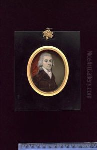 A Gentleman, Wearing Brown Coat, White Waistcoat, Frilled Chemise, Stock And Red Solitaire by Henry Edridge