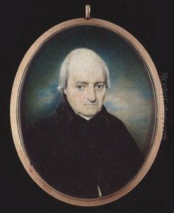 A Gentleman, His Powdered Hair En Queue, Wearing Blue Coat With Black Collar And Gold Buttons, White Waistcoat And Tied Frilled Cravat