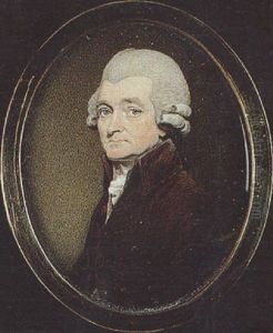 Edward Jeffries With Powdered Hair En Queue Wearing Brown Coat Grey Waistcoat And White Frilled Cravat