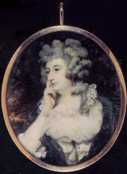 Mrs. Jane Braddyll, In White Dress With Frilled Collar, Black Shawl, A Pearl Bracelet On Her Wrist, Coral Earrings - view 1