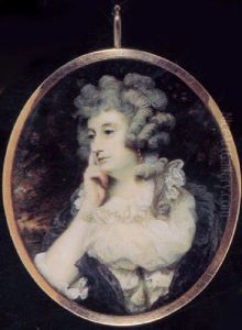 Mrs. Jane Braddyll, In White Dress With Frilled Collar, Black Shawl, A Pearl Bracelet On Her Wrist, Coral Earrings