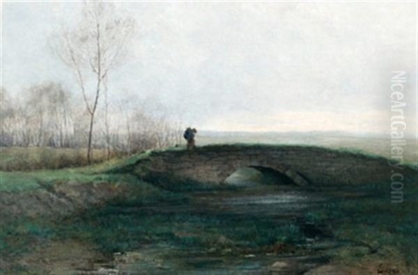 Figure Crossing A Bridge - view 1