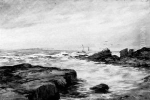 Rocky Coastal Scene With View Of Sailboats