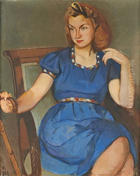 Portrait De Jordaine Melot Du Dy En Bleu - view 1