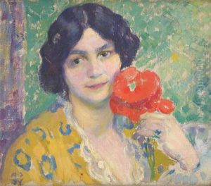 Portrait Feminin Aux Coquelicots