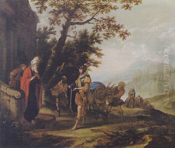 Naaman Offering Gifts To Elisha - view 1