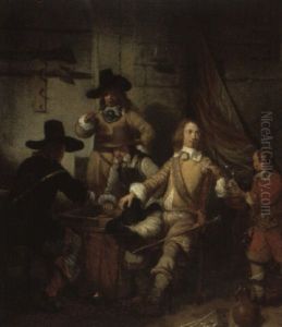 Tavern Interior With Figures Smoking And Playing Cards by Gerbrand Van Den Eeckhout