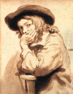 Seated Young Boy In A Hat by Gerbrand Van Den Eeckhout