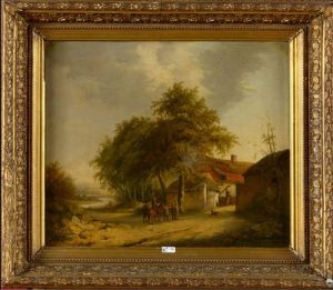 La Halte Des Officiers De Cavalerie A La Ferme by Jacques Joseph Eeckhout