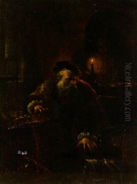 An Elderly Gentleman In A Candlelit Interior - view 1