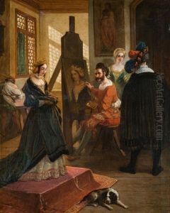 Historisierende Szene Im Maleratelier by Victor Eeckhout