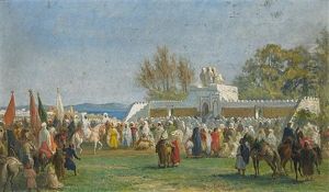 Die Ankunft Des Paschas Beim Traditionellen Opferfest Bei Tanger by Victor Eeckhout