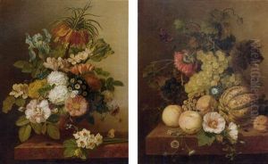 Summer Flowers In A Vase On A Marble Ledge by Eelke Jelles Eelkema