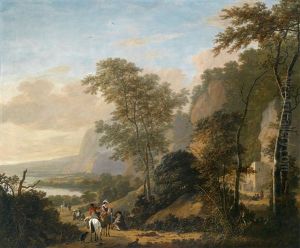Eine Weite Flusslandschaft Mit Reisenden by Adriaen van Eemont
