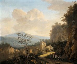 Sudliche Gebirgslandschaft Mit Reisenden by Adriaen van Eemont