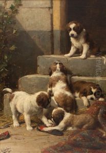 Five Saint Bernard Puppies by Otto Eerelman