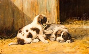 Twee St. Bernard Puppies by Otto Eerelman
