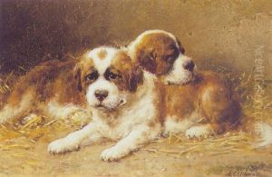 Two St. Bernard Puppies by Otto Eerelman