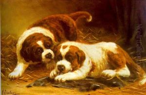 Two St. Bernard Puppies by Otto Eerelman